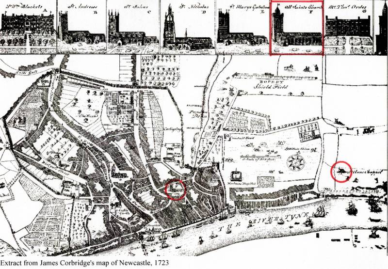 Extract from James Corbridge's map of Newcastle, 1723