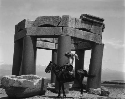 Gertrude Bell on horseback in Iraq