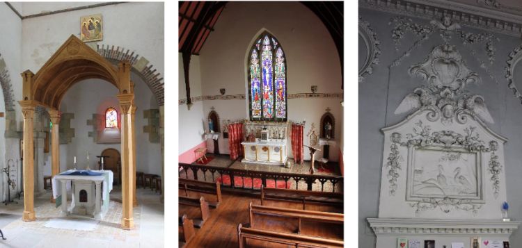 Interior views of the chapel at Shepherds Law, Biddlestone Chapel ans Callaly Castle